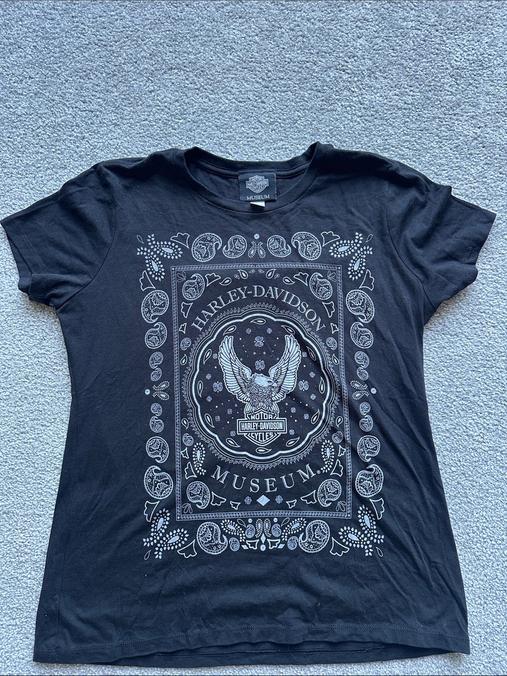 Harley-Davidson Black Short-Sleeve Tee with Museum Eagle Graphic